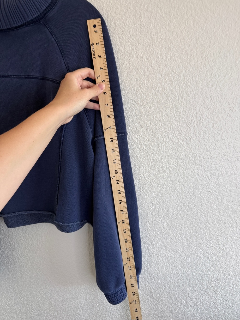 aerie Navy Ribbed Funnel Neck Sweatshirt - Picture 8 of 10